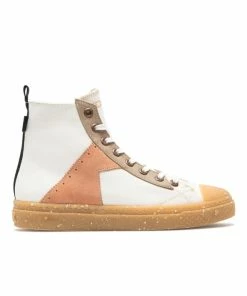 KOST Sneakers Toile Oeko-Tex Écru - Orange Femme