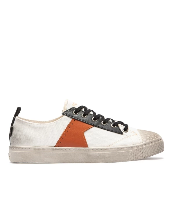 KOST Sneakers Toile Oeko-Tex Écru-Orange Homme
