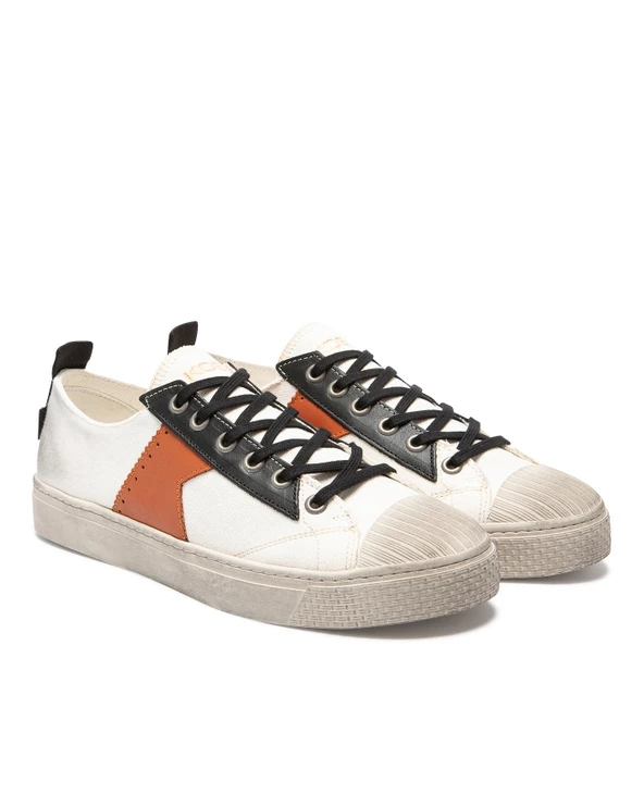 KOST Sneakers Toile Oeko-Tex Écru-Orange Homme - Image 2