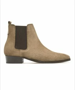 KOST Chelsea Boots à Talons Croûte Velours Taupe Homme