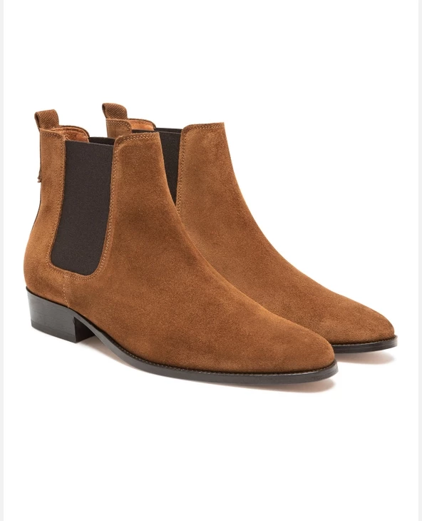 KOST Chelsea Boots 脿 Talons Cro没te Velours Marron Homme - Image 2