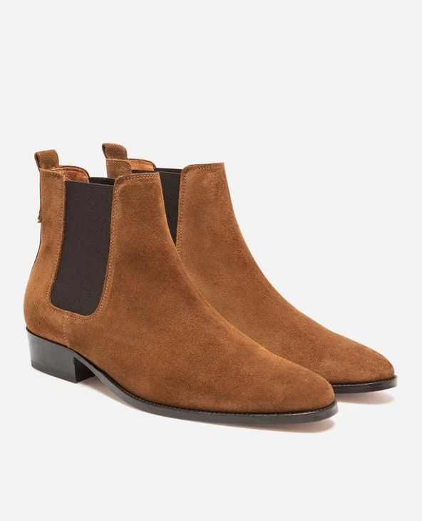 KOST Chelsea Boots 脿 Talons Cro没te Velours Marron Homme - Image 7