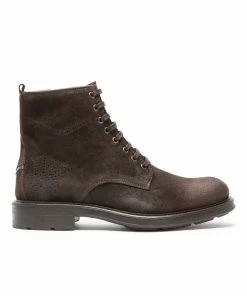 KOST Bottines à Lacets Croûte Velours Marron Foncé Homme