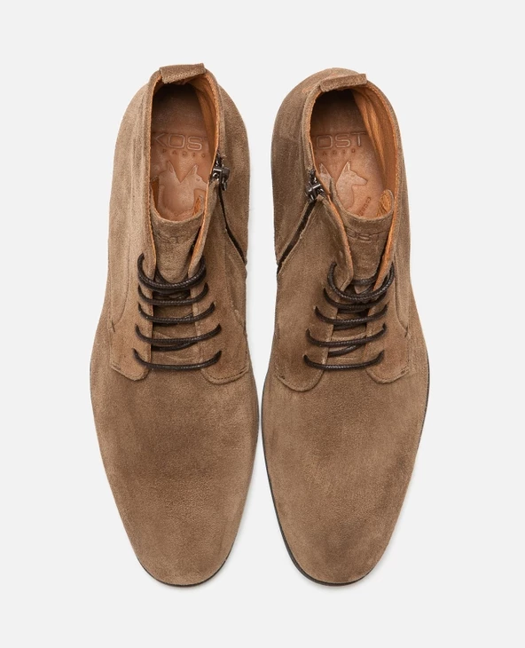 KOST Boots 脿 Lacets Cro没te Velours Taupe Homme