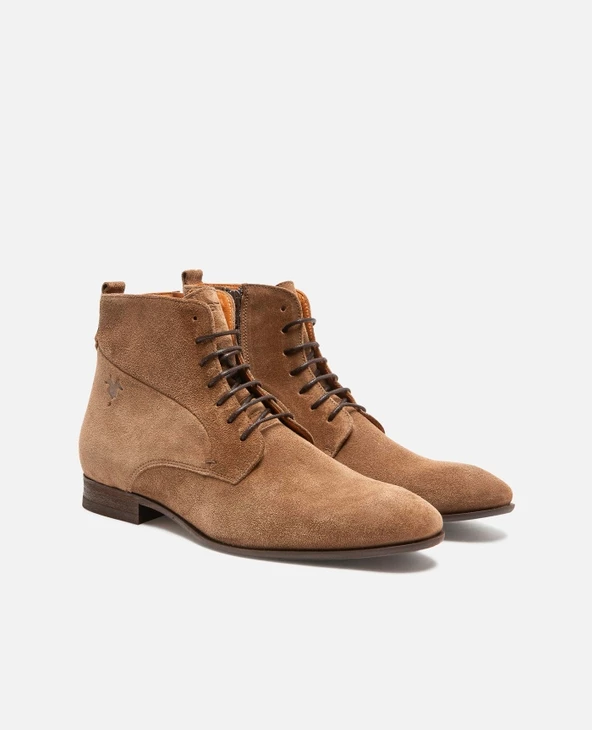 KOST Boots 脿 Lacets Cro没te Velours Taupe Homme - Image 6