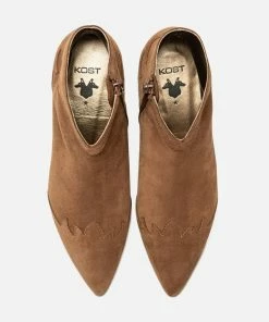 KOST Boots à Talons Style Western Croûte Velours Cognac Femme