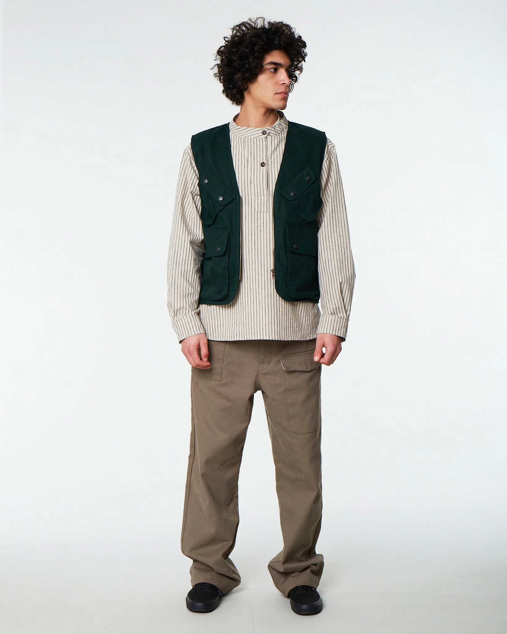 Eat Dust TROPICAL VEST HERRINGBONE WAX Bottle Green - Image 2