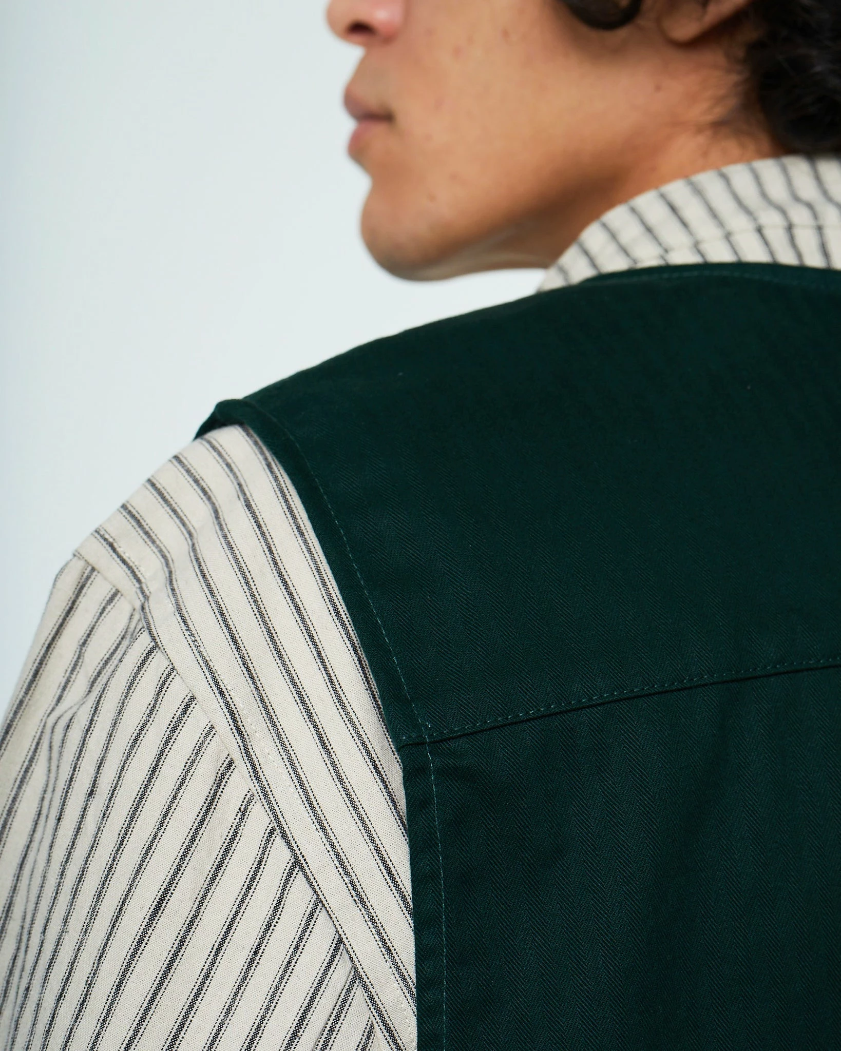 Eat Dust TROPICAL VEST HERRINGBONE WAX Bottle Green - Image 6