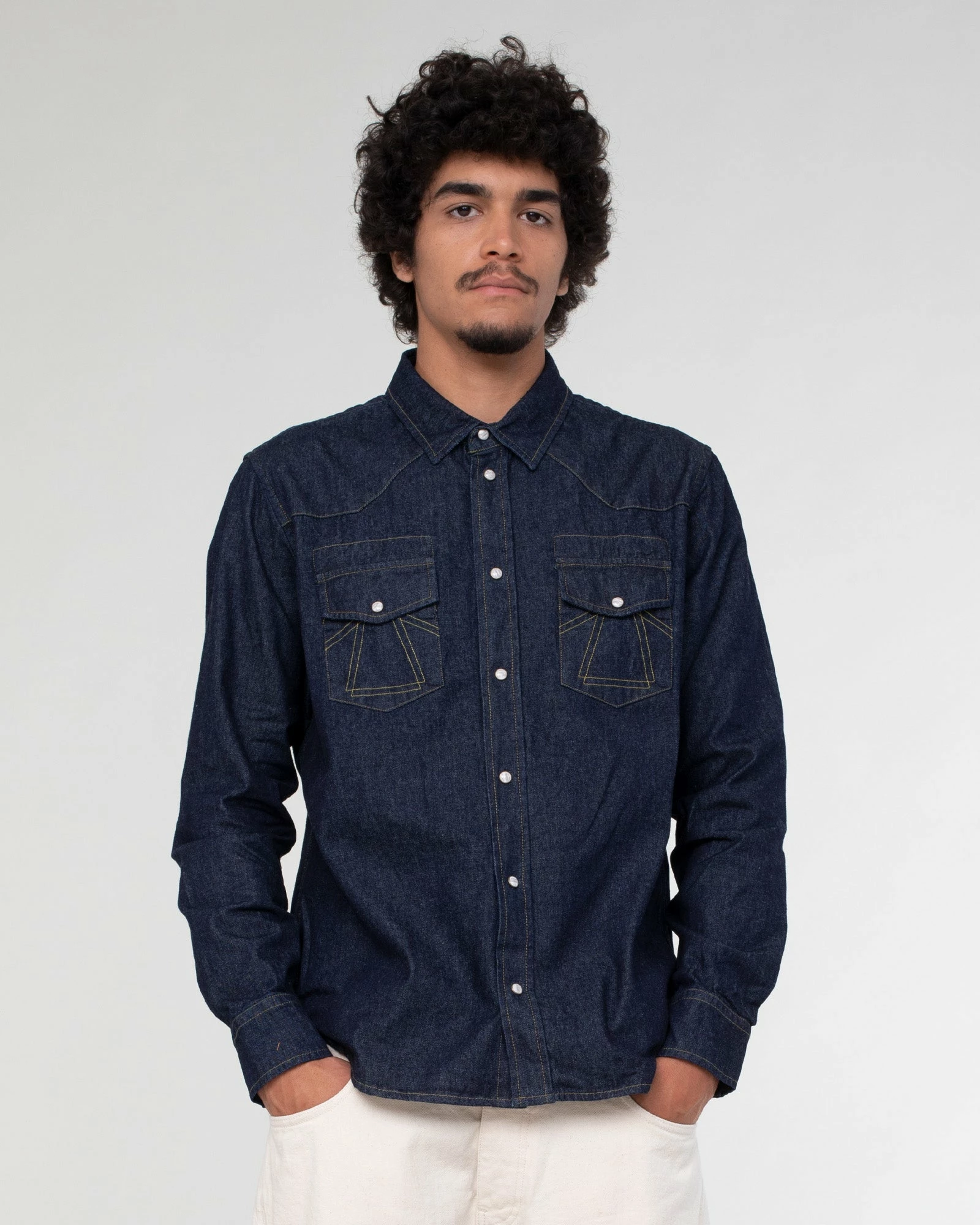 Eat Dust Western Shirt Texas Indigo Denim