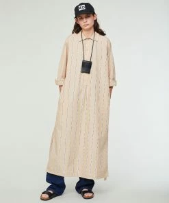 Eat Dust G.o.D Chemise Dress Sido Poplin Stripe Sand