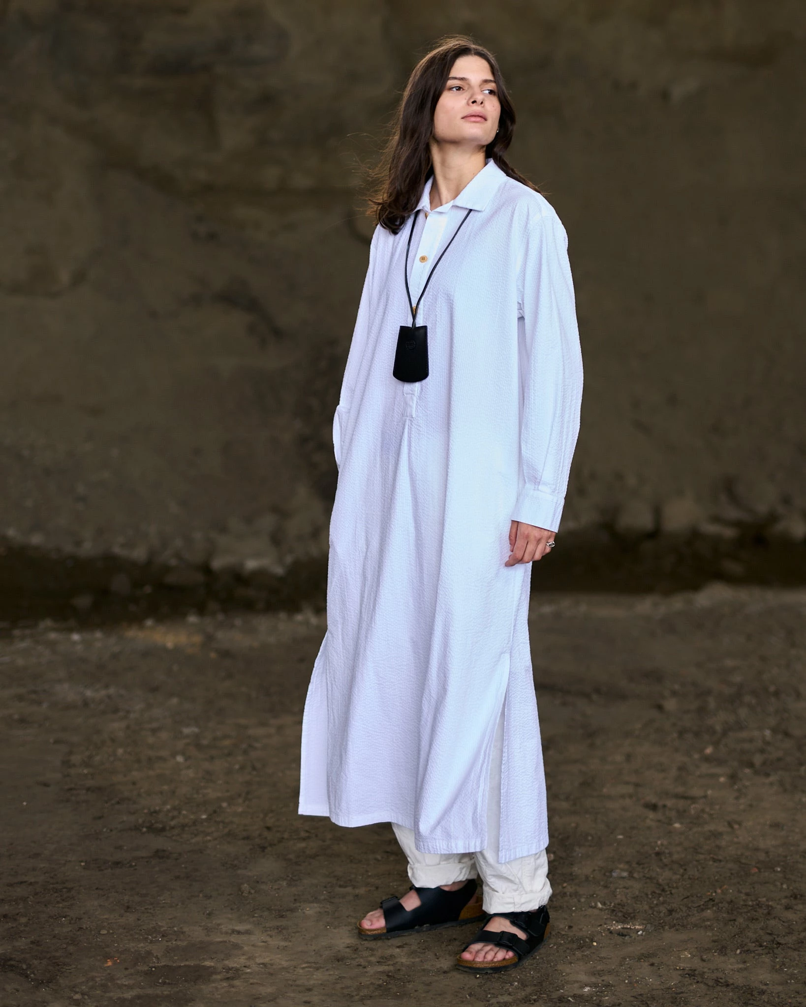 Eat Dust G.o.D Chemise Dress Seersucker White