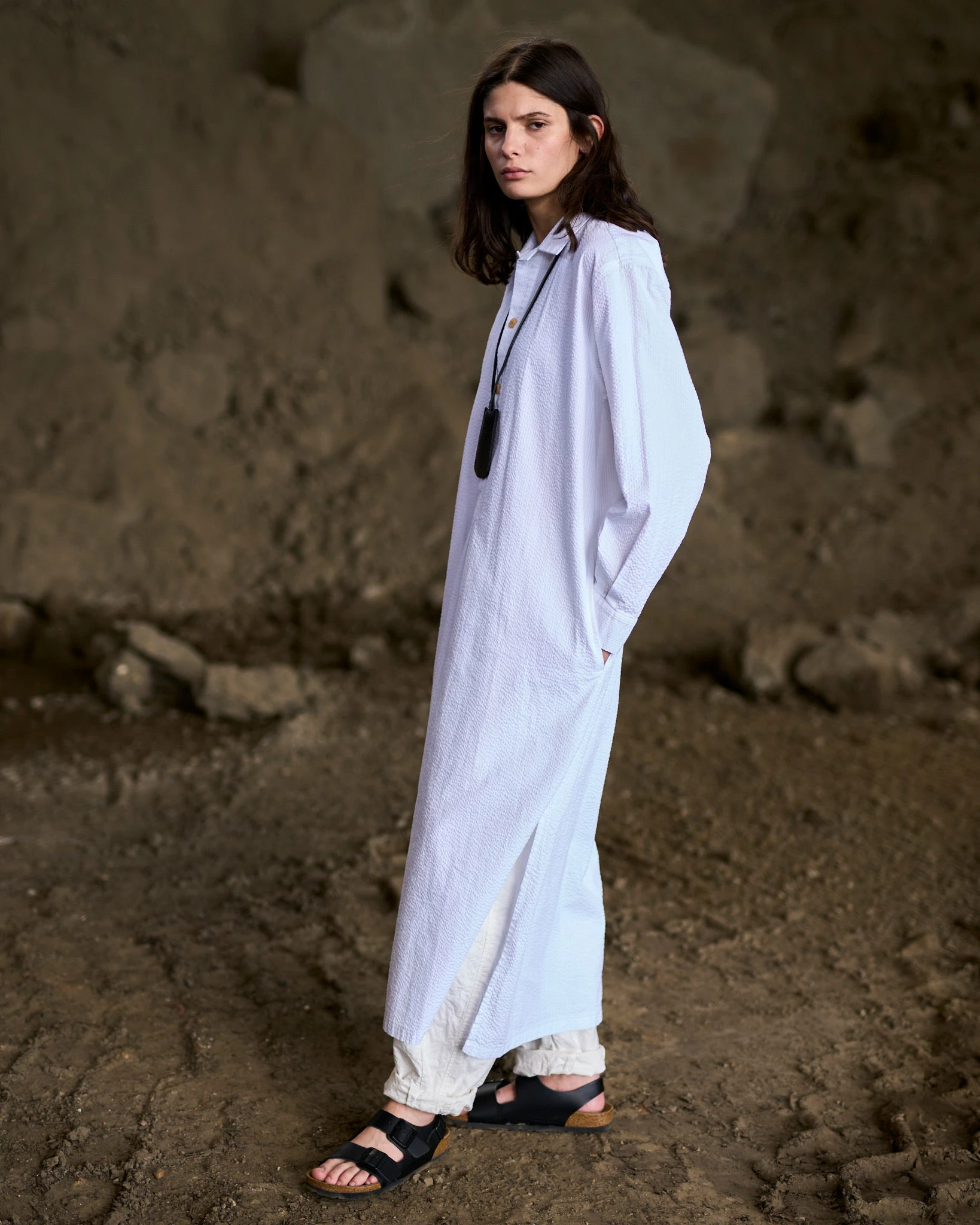 Eat Dust G.o.D Chemise Dress Seersucker White - Image 4