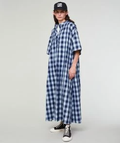 Eat Dust G.o.D Gardian Dress Indigo Check Blue