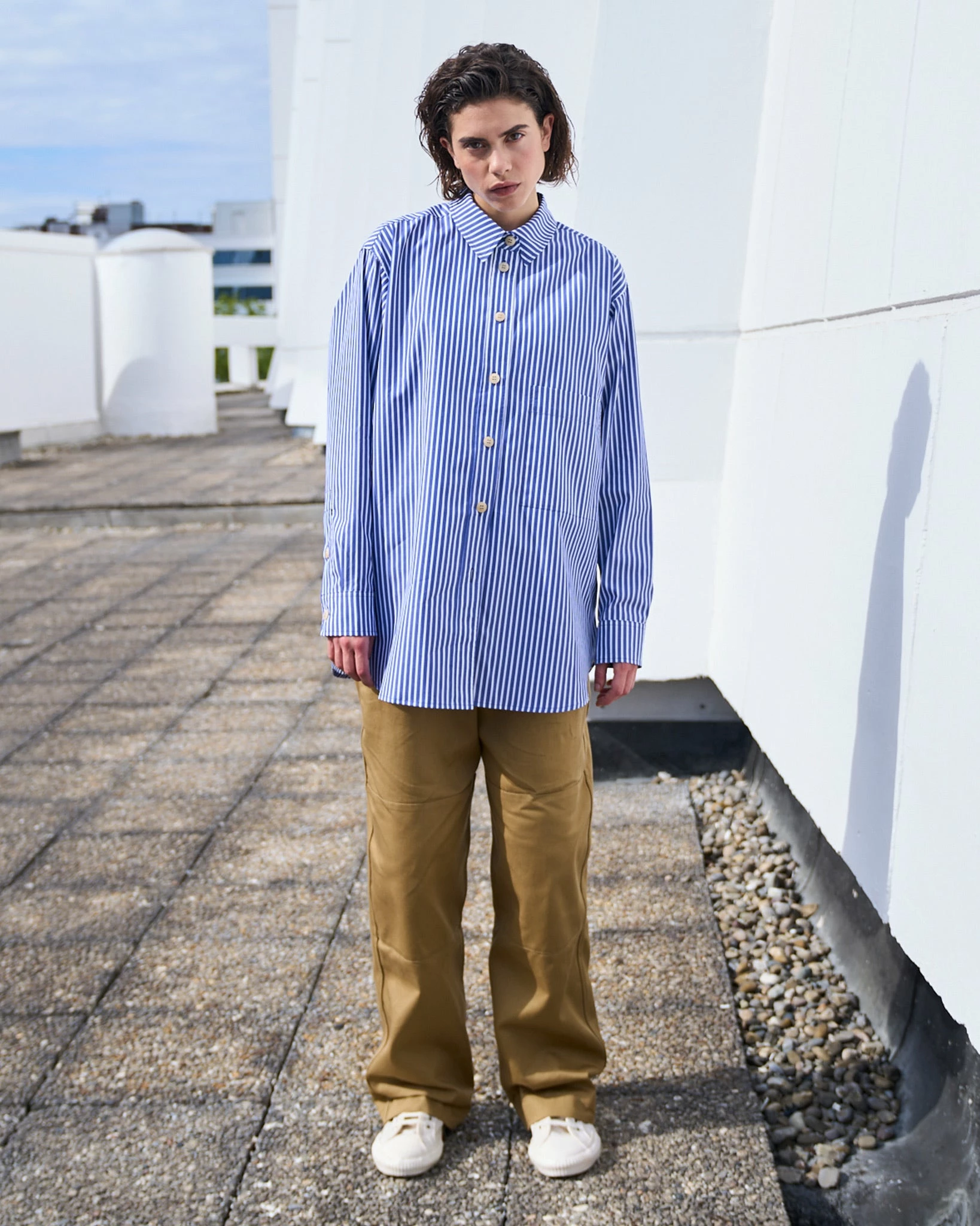 Eat Dust G.o.D Maxi Shirt Mayfair Poplin Stripe Blue & White - Image 6