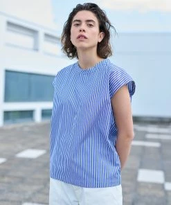 Eat Dust G.o.D Gardener Top Mayfair Poplin Cotton Blue & White Stripe